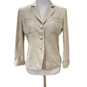 Adrianna Papell Blazer Tailored Suit Jacket Tan Size 10